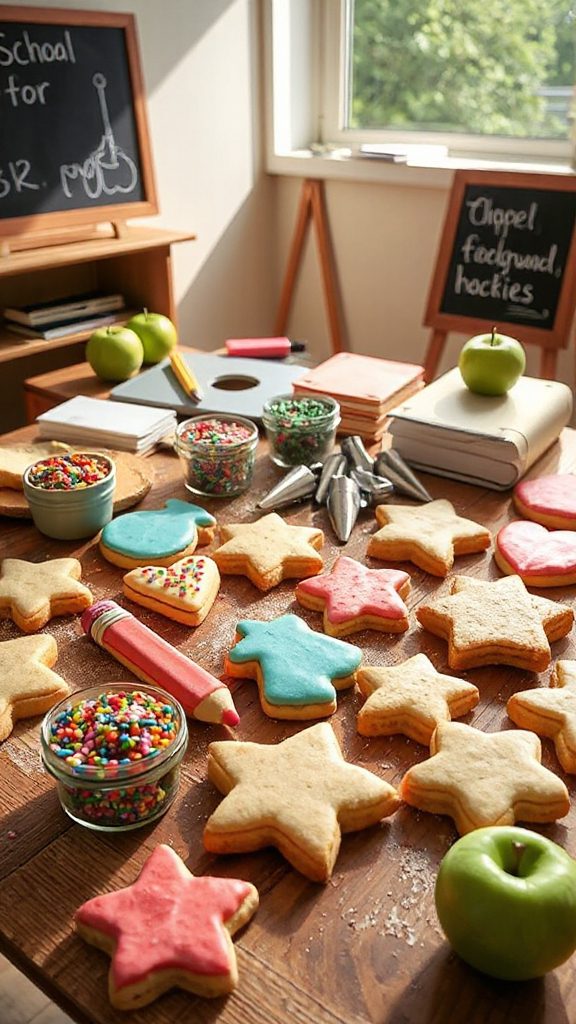 classroom supplies inspired cookies