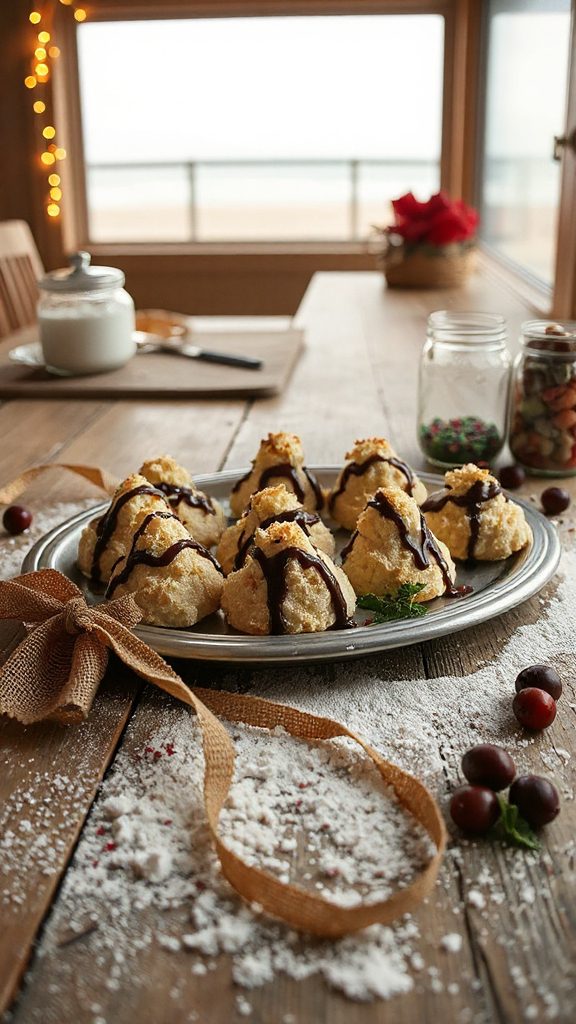 coconut macaroons with chocolate