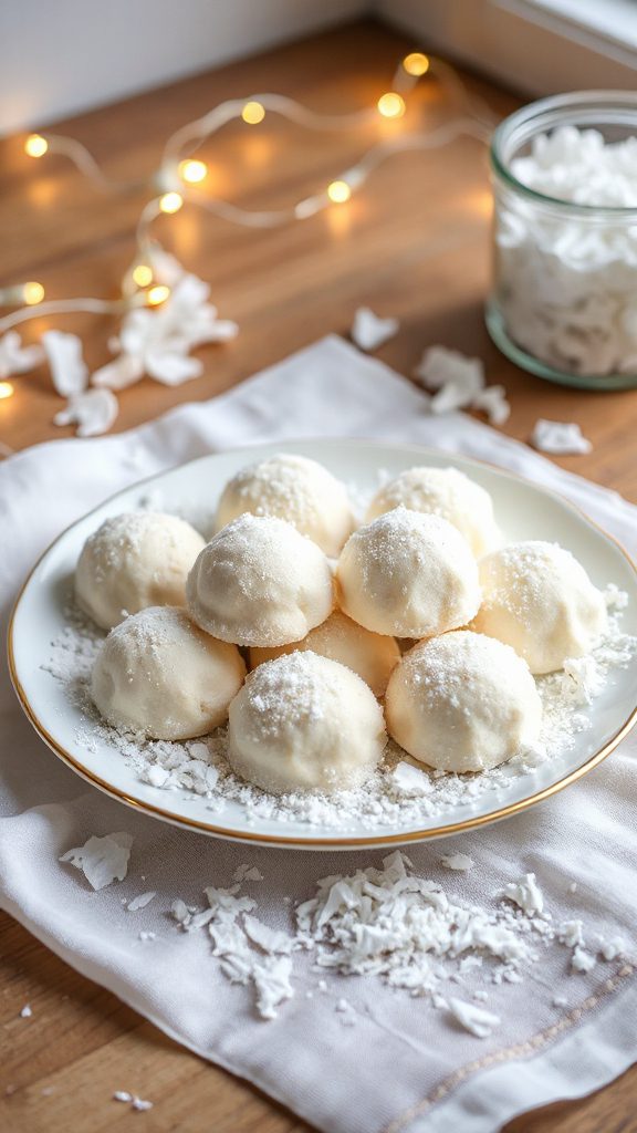 coconut snowball holiday cookies