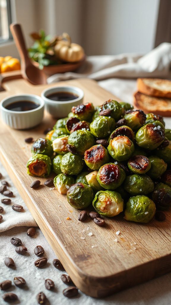 coffee brined savory brussels sprouts