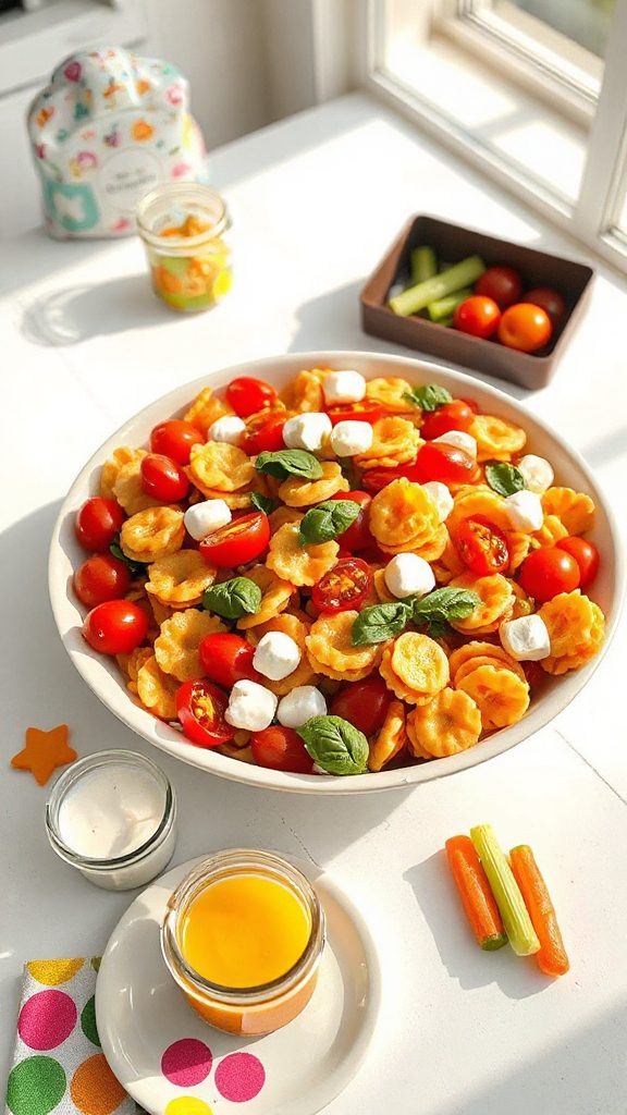 colorful circular pasta salad