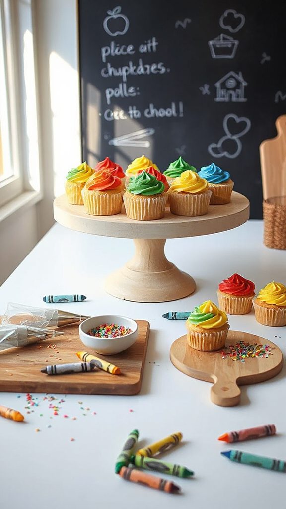 colorful crayon themed cupcakes