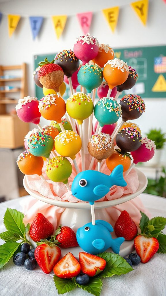 colorful festive cake pops