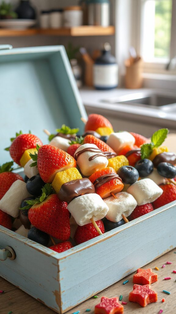 colorful fruit dessert skewers