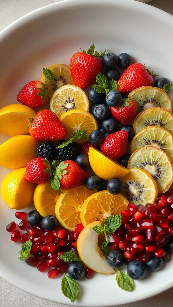 colorful fruit floral arrangement
