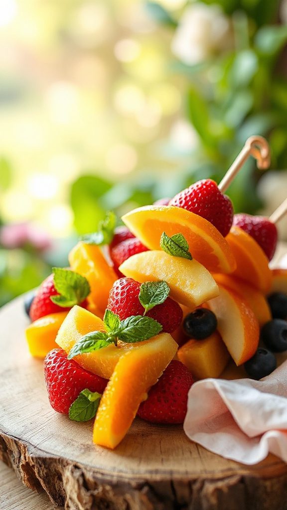colorful fruit kabob ingredients