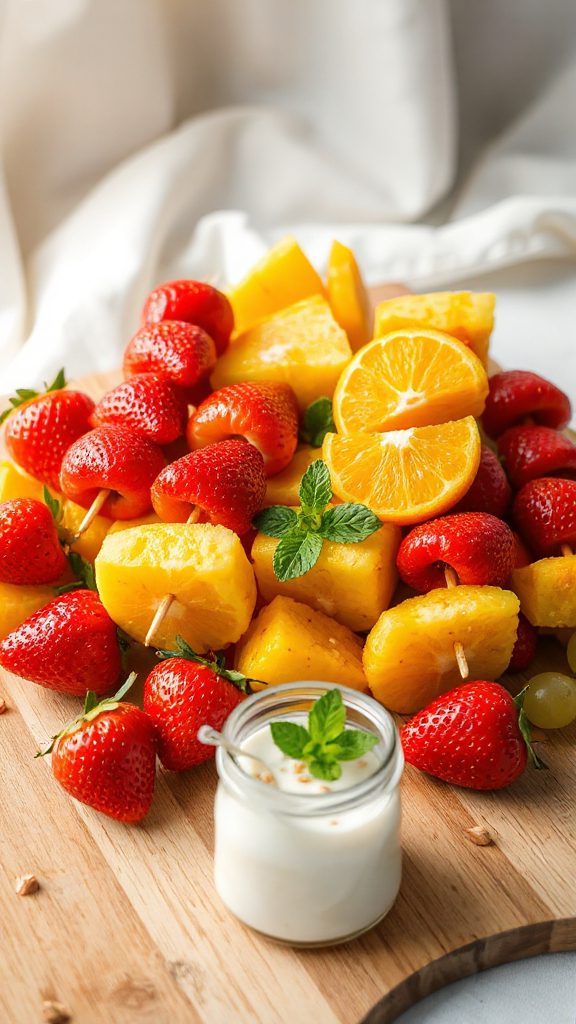 colorful fruit kabob skewers