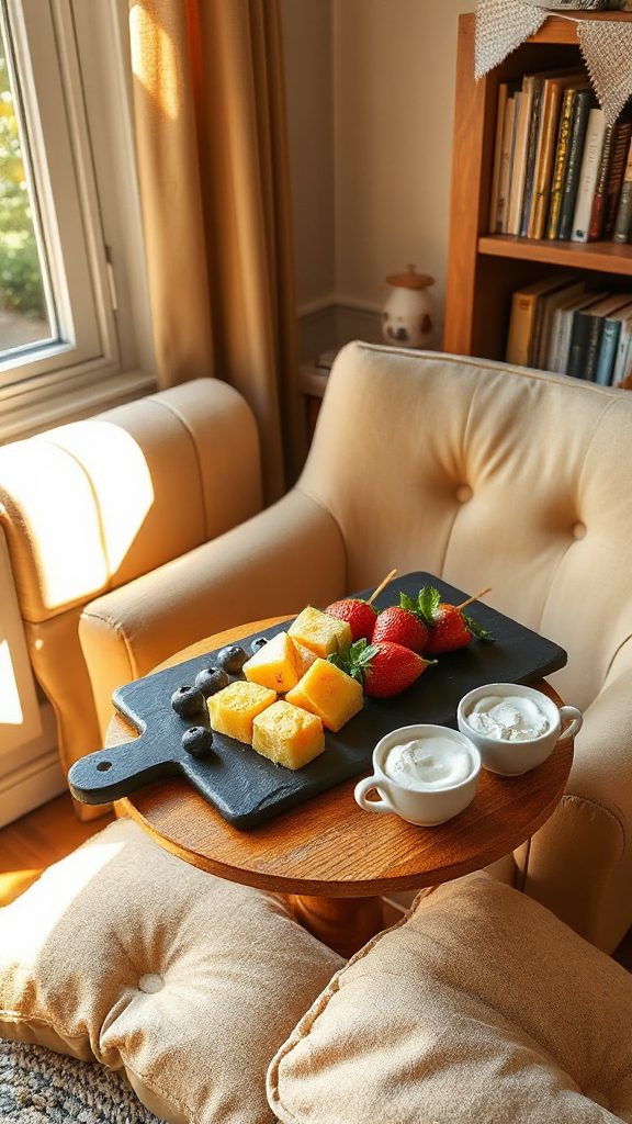 colorful fruit skewer snack