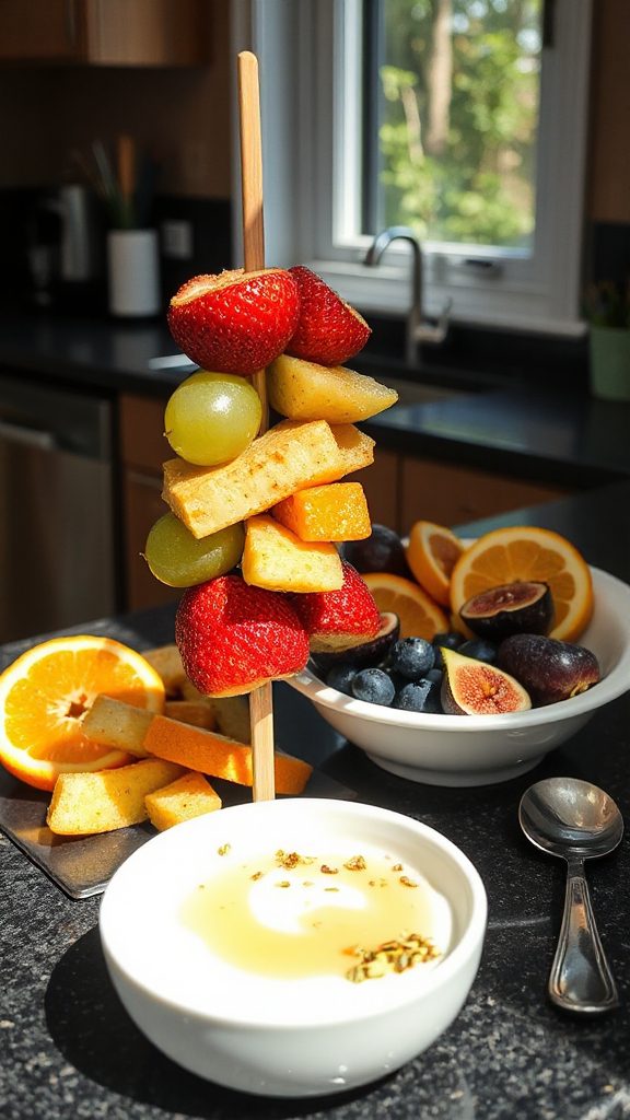 colorful fruit skewers snack colorful fruit skewers snack