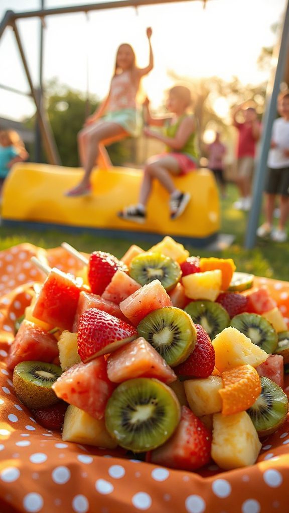 colorful fruit skewers snack