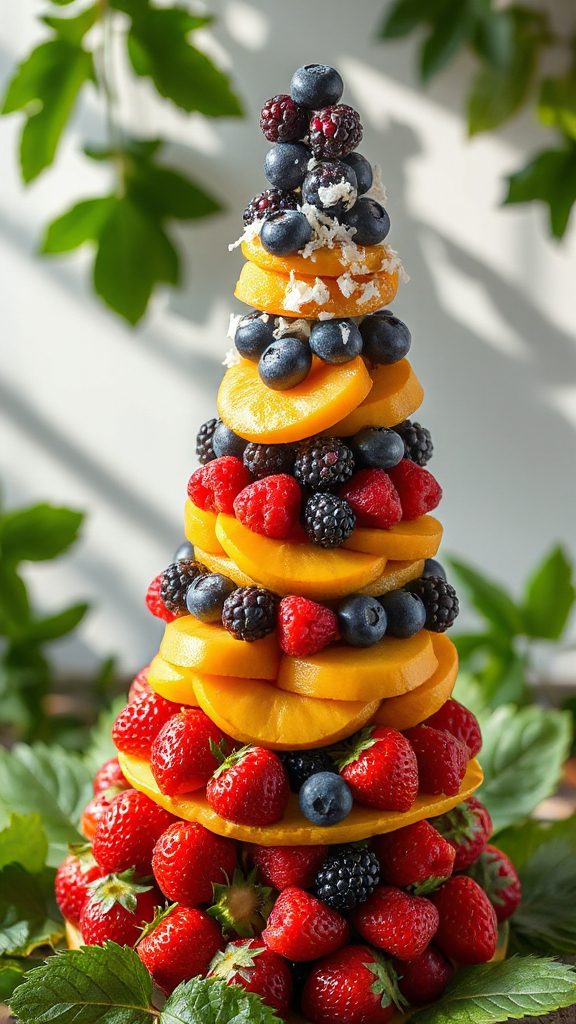 colorful fruit tower dish