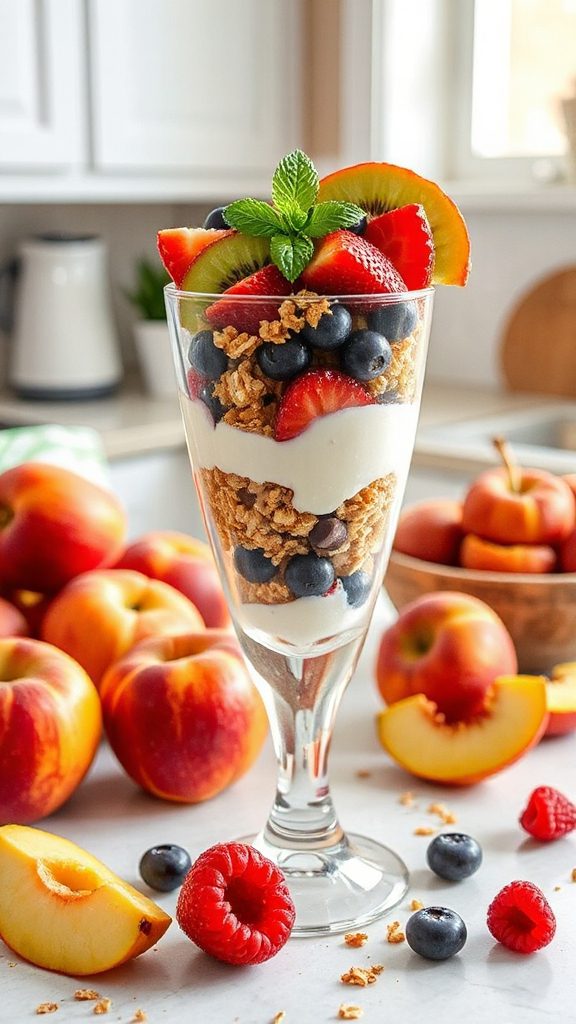 colorful fruit yogurt parfaits