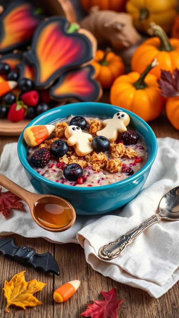 colorful halloween berry oatmeal