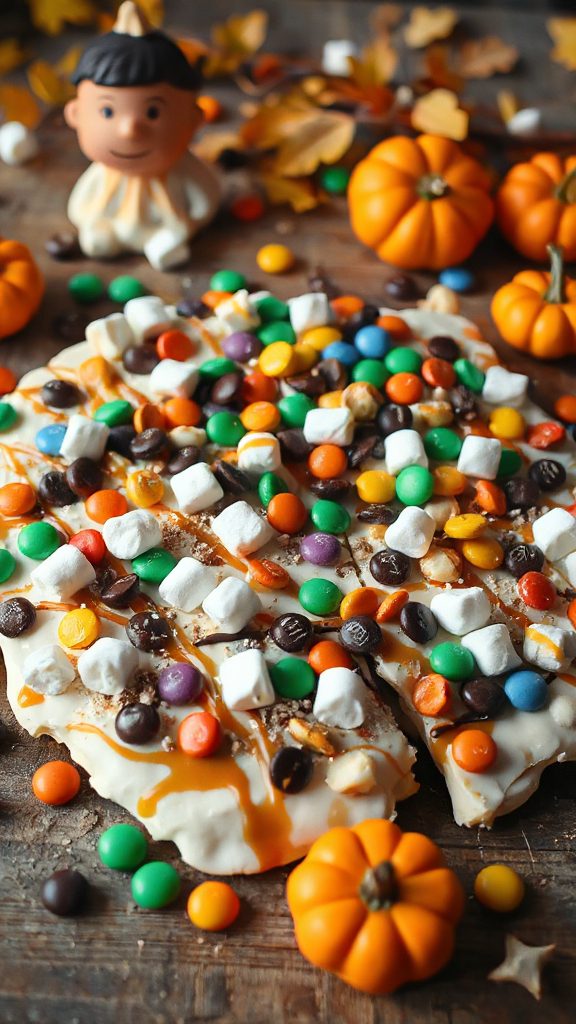colorful halloween candy bark