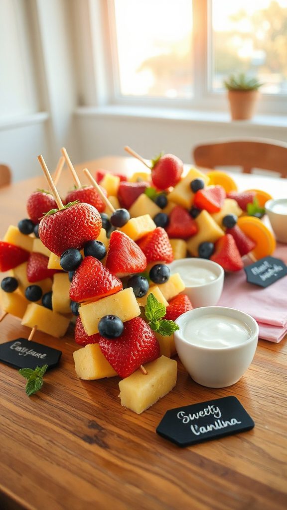 colorful healthy fruit skewers