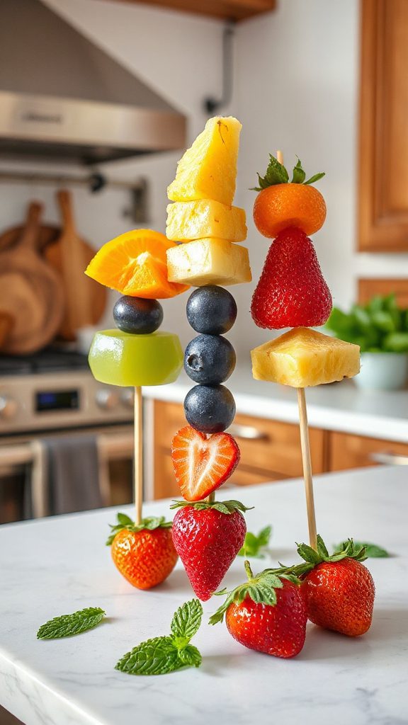 colorful healthy fruit skewers