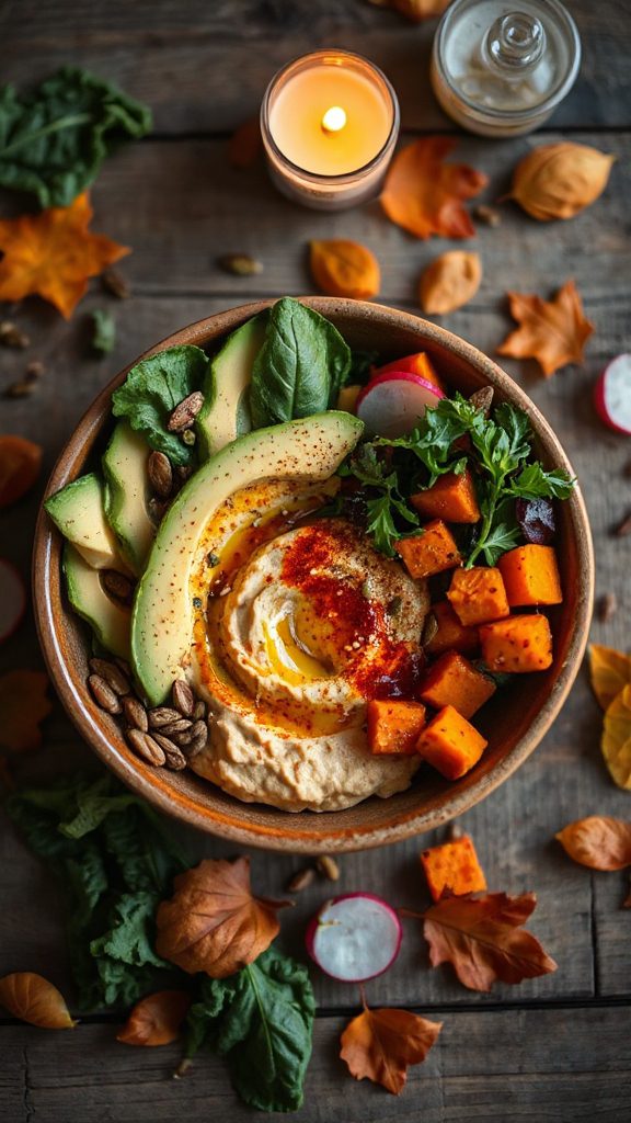 colorful healthy sweet potato bowl