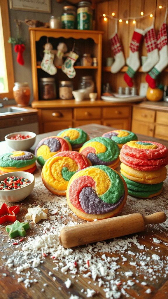 colorful layered almond cookies