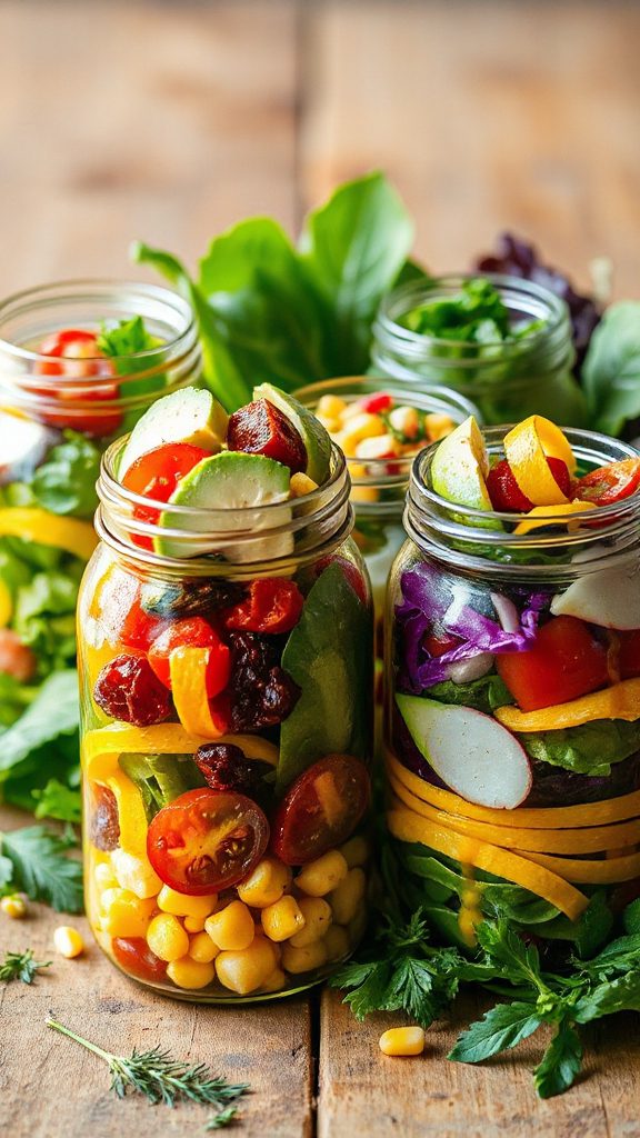 colorful layered salad jars colorful layered salad jars