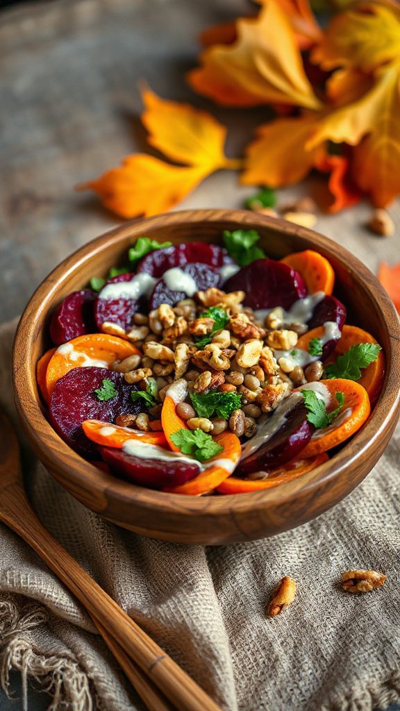 colorful lentil beet salad
