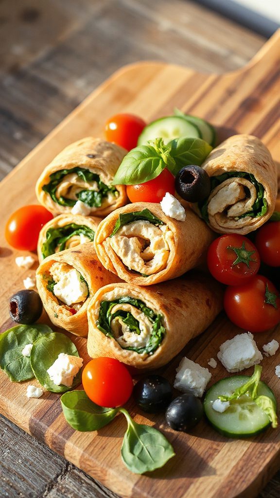 colorful mediterranean veggie wraps