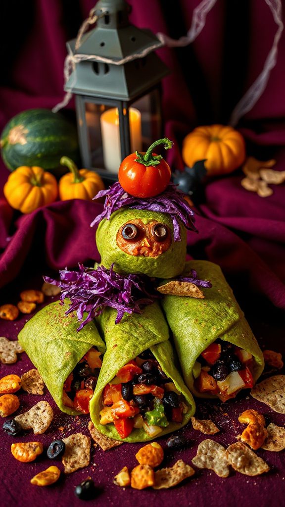 colorful nutritious halloween burritos