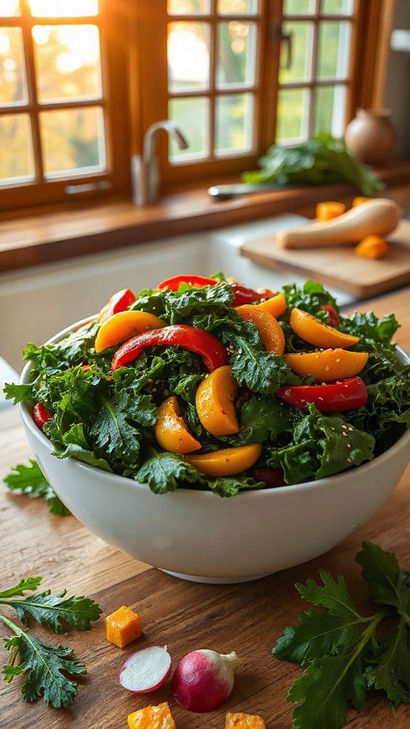 colorful nutritious kale stir fry