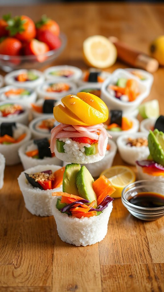 colorful nutritious sushi cups