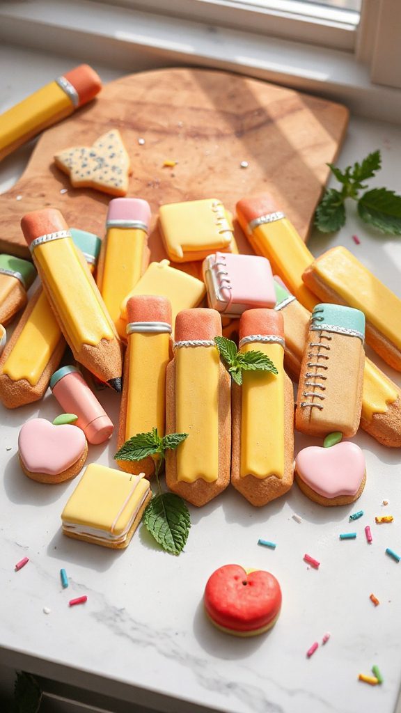 colorful pencil shaped cookies