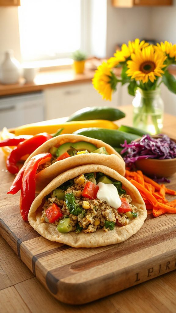 colorful quinoa veggie pitas