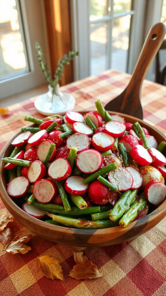 colorful radish green bean stir fry