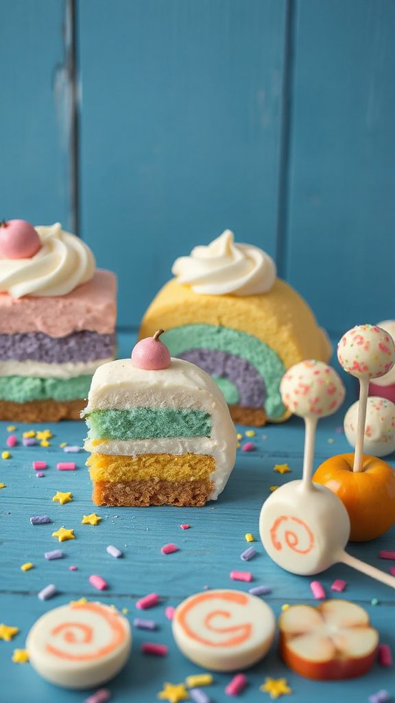 colorful rainbow cake pops