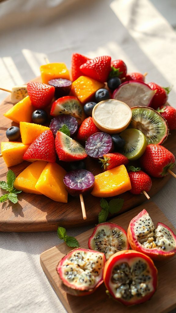 colorful tropical fruit skewers colorful tropical fruit skewers