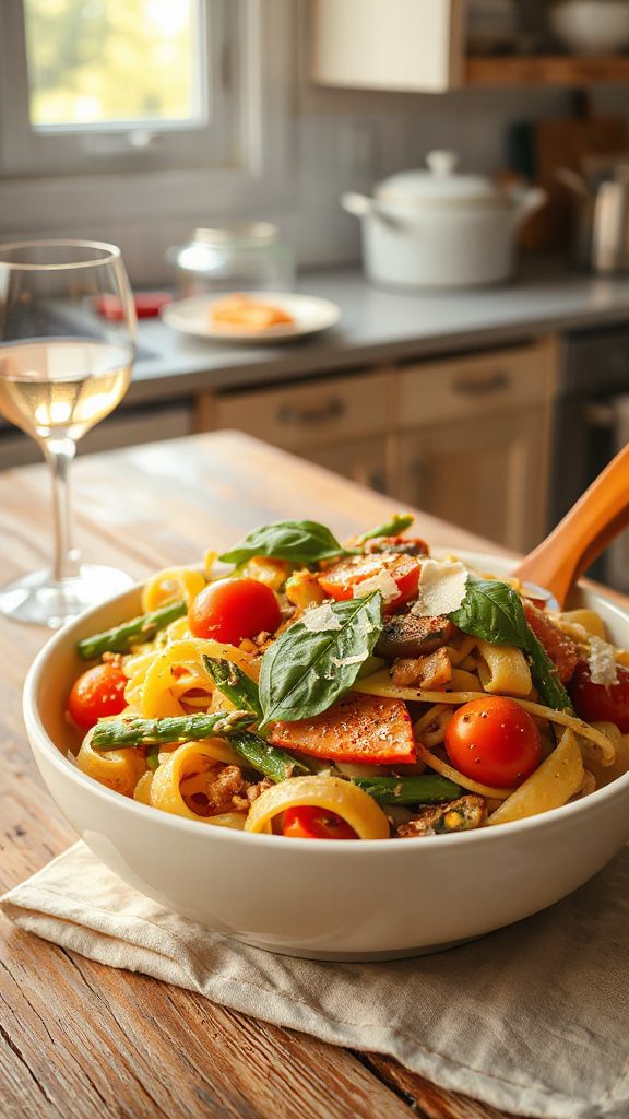 colorful veggie pasta dish