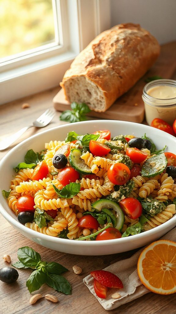 colorful veggie pasta salad