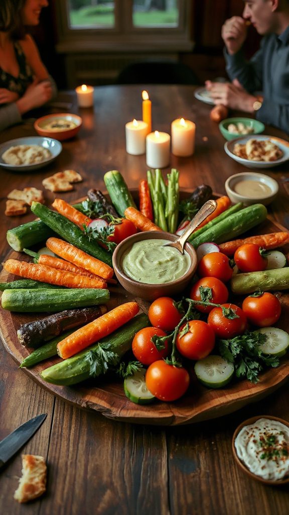 colorful veggie platter dip