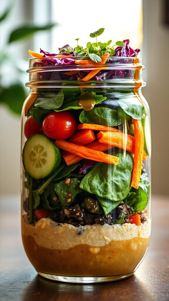 colorful veggie salad jar