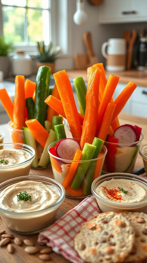 colorful veggie snack cups