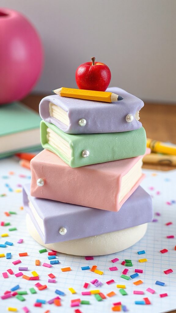 colorful whimsical book cake