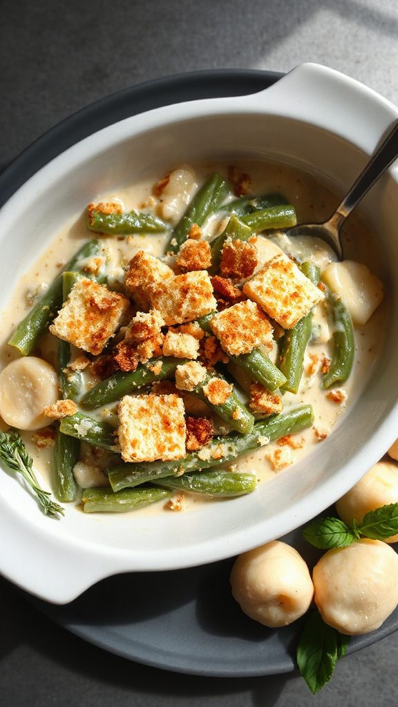 comforting gnocchi green bean casserole