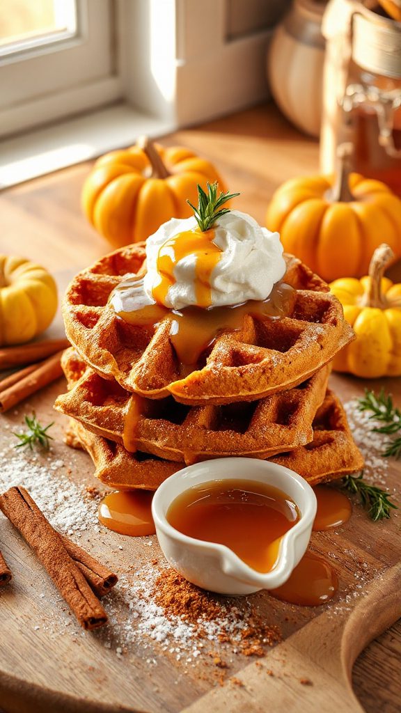 cozy autumn pumpkin waffles