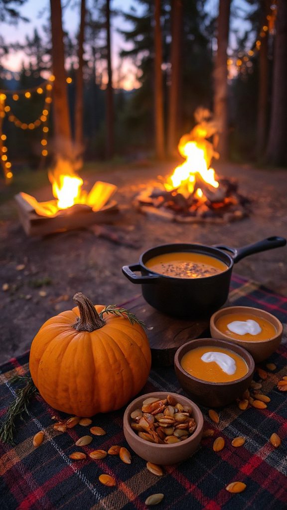 cozy campfire pumpkin soup