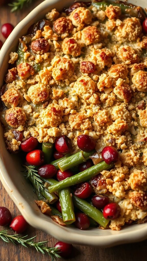 cranberry infused green bean casserole