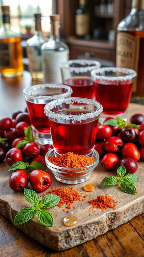 cranberry paprika tequila shots