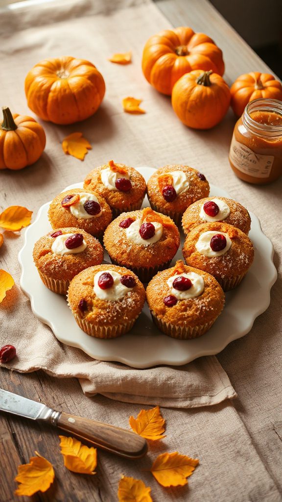 cranberry pumpkin cream muffins