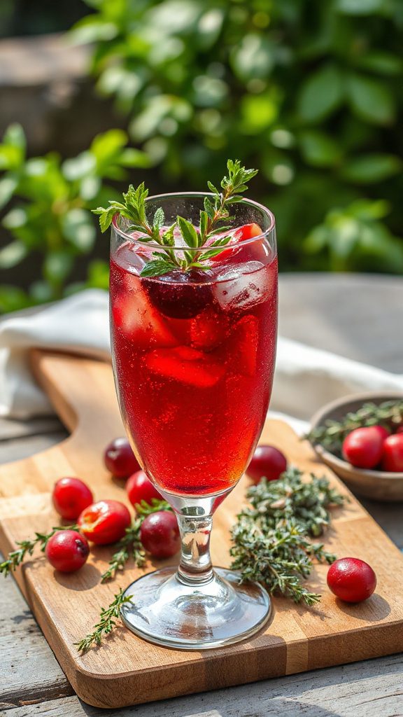 cranberry thyme sparkling beverage