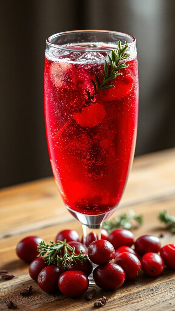 cranberry thyme sparkling drink