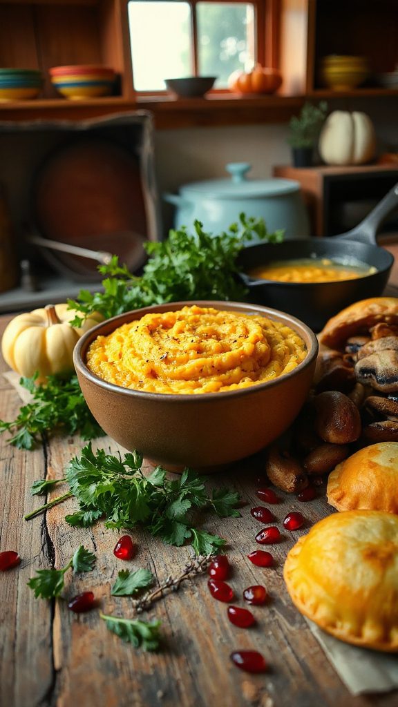 creamy annatto mushroom risotto