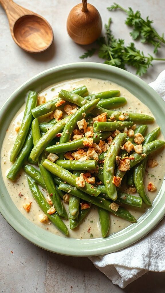 creamy avocado green bean casserole