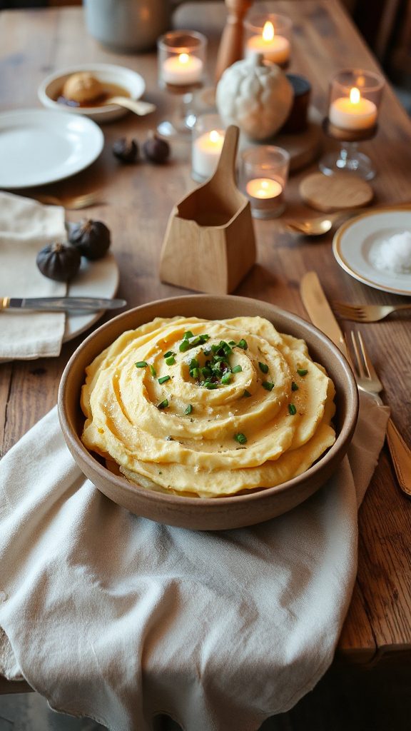 creamy black garlic potatoes